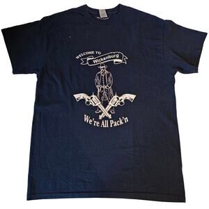 Welcome to Wickenburg We're All Pack'n Cowboy Graphic Tee Black M